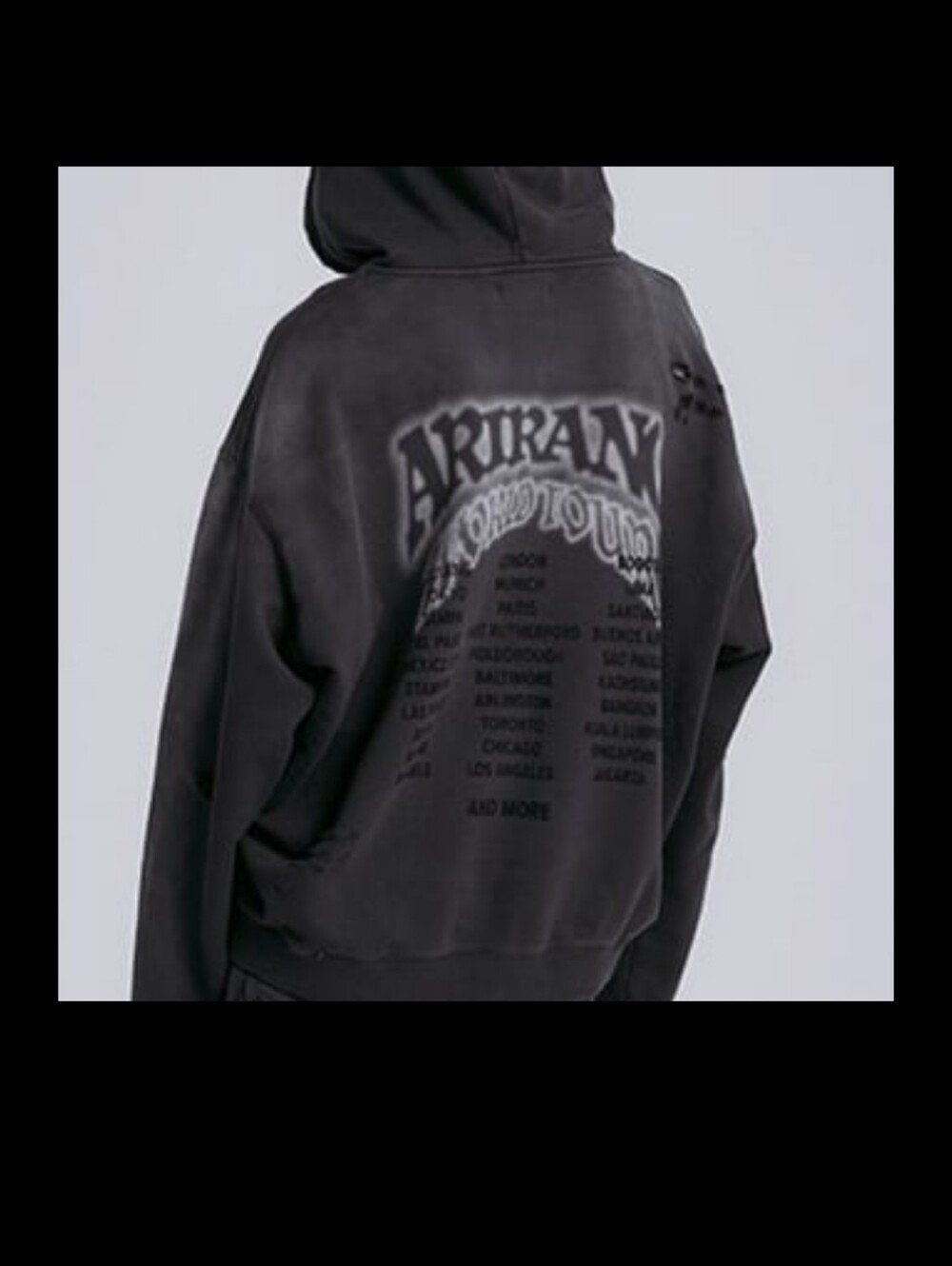 Rare Size Medium BTS CHARCOAL Black Zip Hoodie Arirang TOUR MERCH